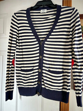 Wallace Striped Cardigan in Blue & Cream